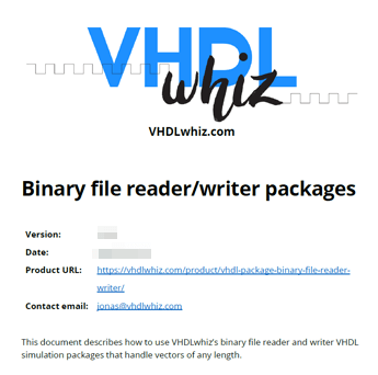 Binary file reader/writer VHDL packages